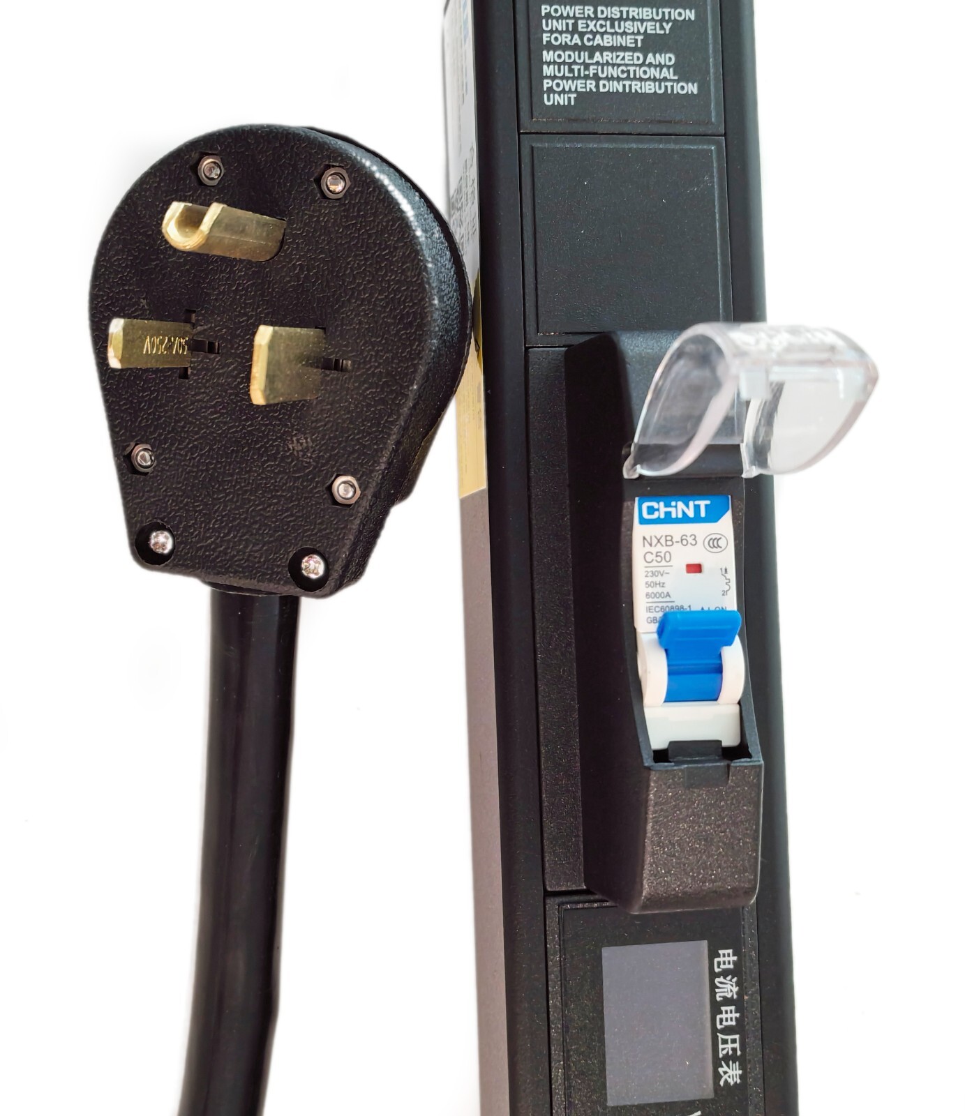 LCD Metered/Breaker Mining PDU 240V 50A Nema 6-50P 6-Ports C19 Cord 6.5F long TX