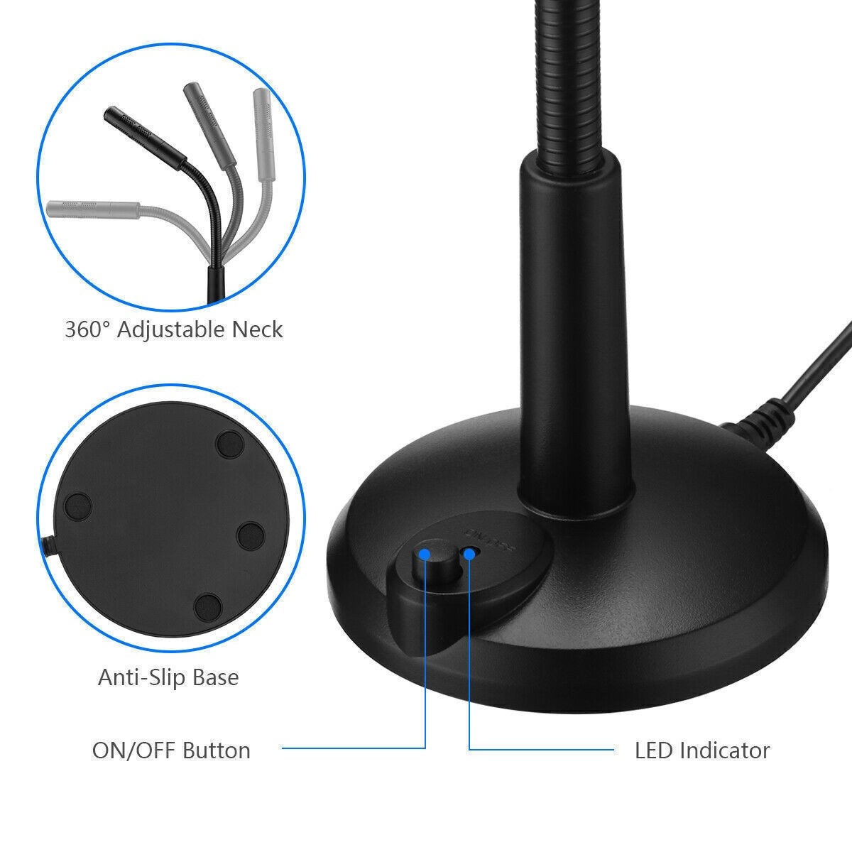 For PC Desktop Laptop Computer Mini Condenser Microphone USB Stand Recording Mic