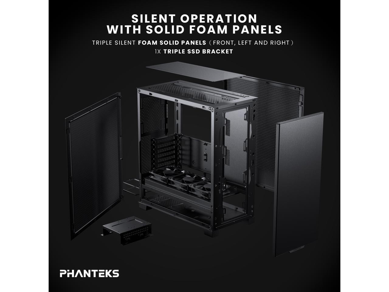 Phanteks XT Pro Silent, Mid-Tower Gaming Chassis, 3x M25-120 Black Fans