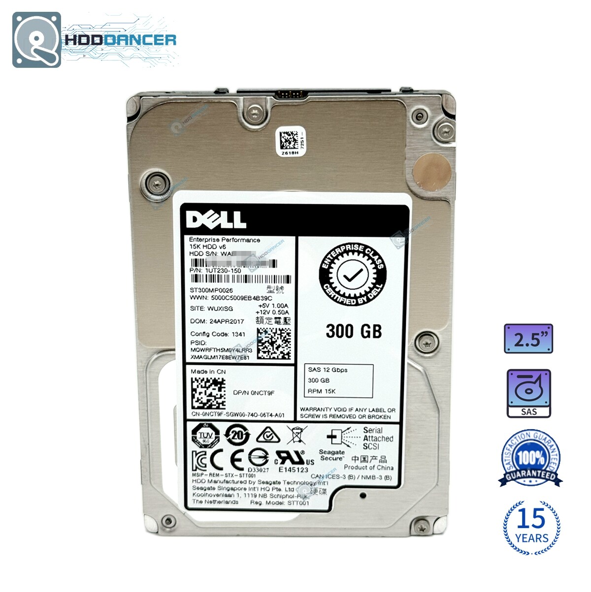 0NCT9F NCT9F Dell ST300MP0026 300GB 2.5” SAS 512e 15000 RPM 12Gbps Hard Drive