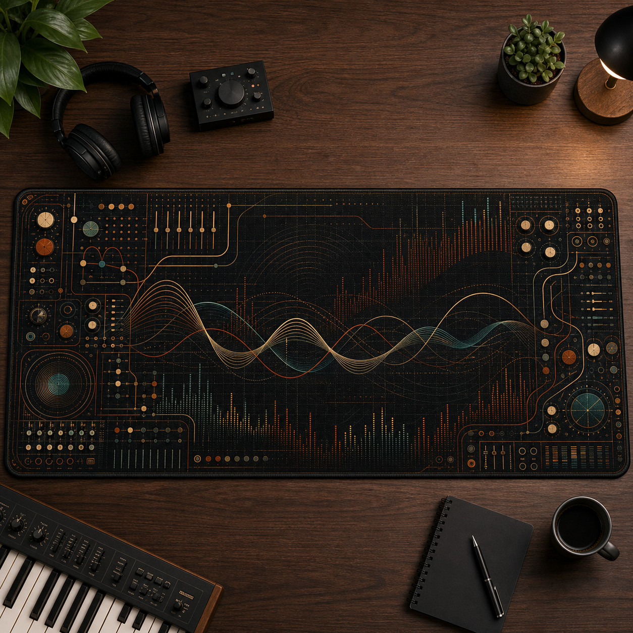 Analog Synth Waveforms Gaming Mouse Pad Desk Mat 36×18