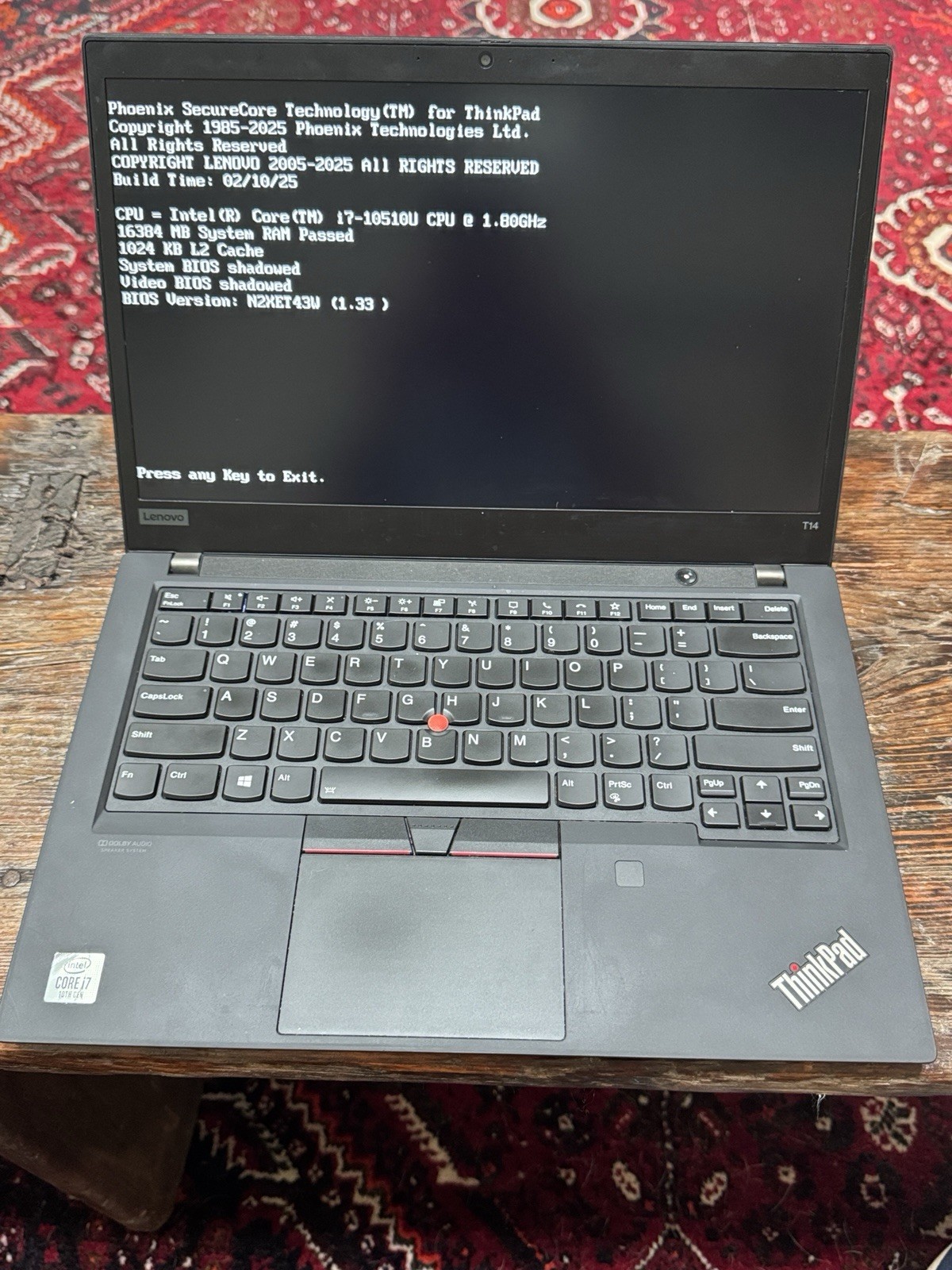 Lenovo ThinkPad T14 Gen 1 i7-10510U 1.80GHz 16GB NO SSD