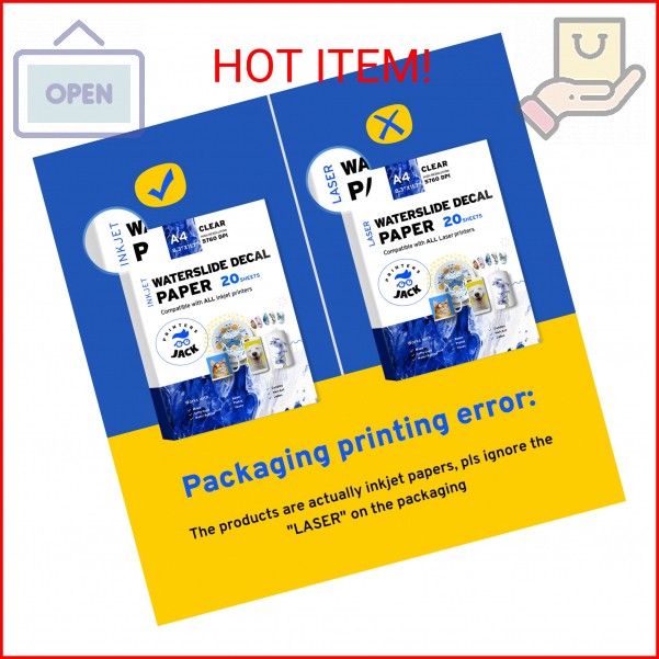 Water Slide Decal Paper Inkjet 20 Sheets A4 Size Premium Water-Slide Transfer Pa