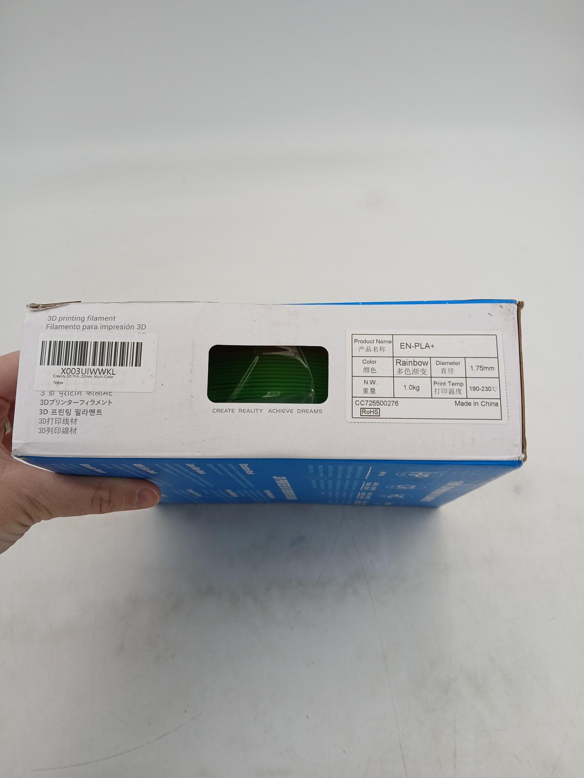Creality Ender+ PLA 3D Printer Filament Rainbow 1.75mm 1kg Spool New Open Box