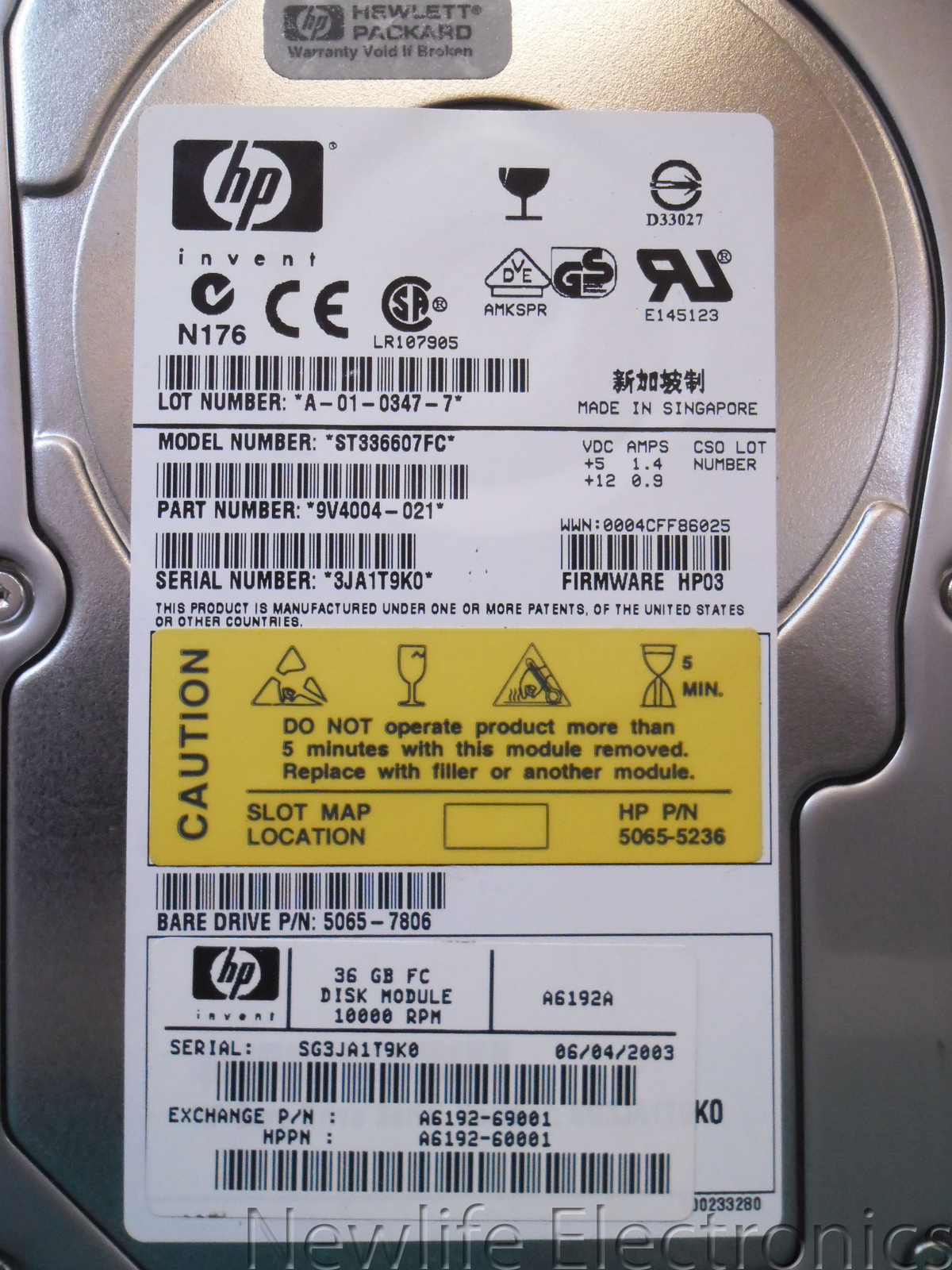 HP/Seagate ST336607FC 36.7GB 10,000 RPM 3.5 in. Fiber Channel HDD (No Tray)