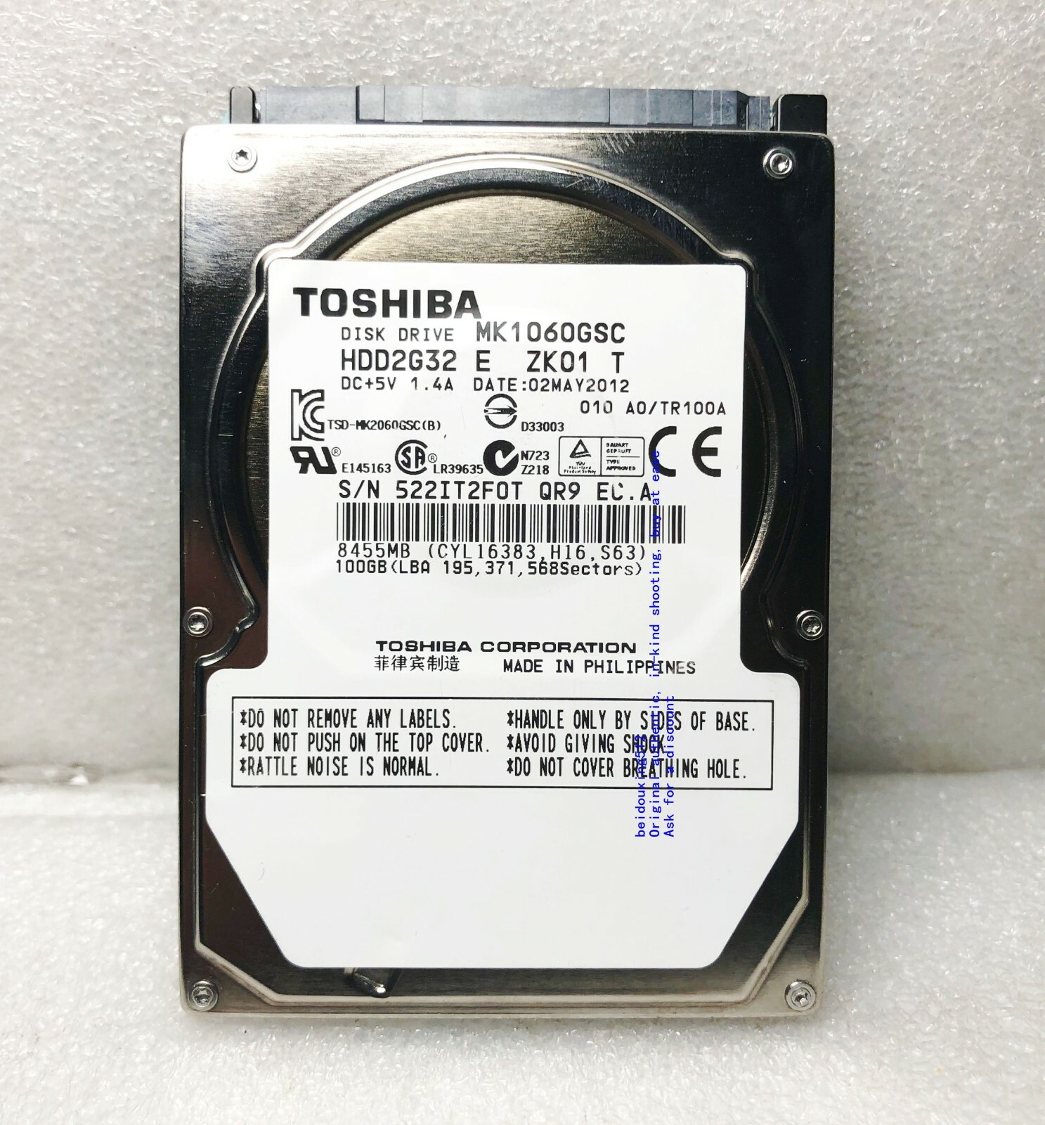 Toshiba 100GB 4200RPM 2.5″ MK1060GSC Autonavigation / Industriecomputer HDD