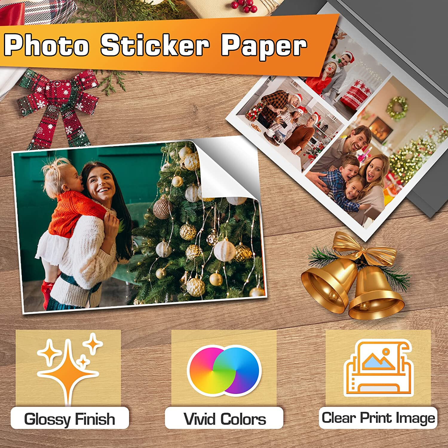 Koala Glossy Sticker Paper for Inkjet, Adhesive Photo Paper 8.5×11 100 Sheets