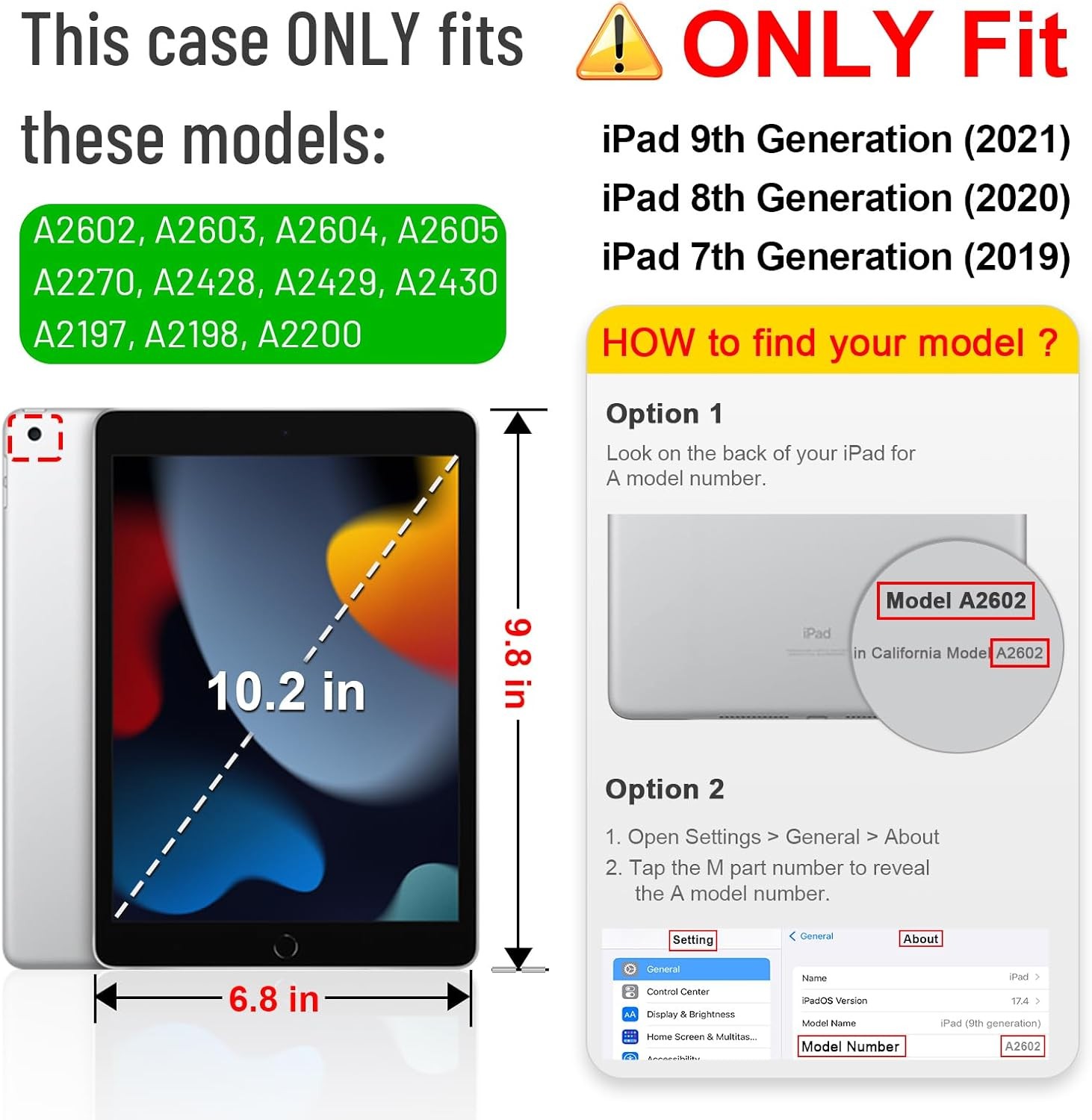 Shockproof Kids Case for iPad 9th 8th 7th Gen 10.2″ Fully-Body Heavy Duty Cover