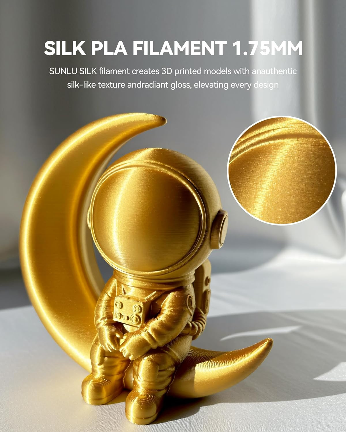 【BUY 6 GET 4 FREE,ADD 10】SUNLU 1.75MM SILK Shiny PLA+ Filament 1KG/2.2LBS Spool