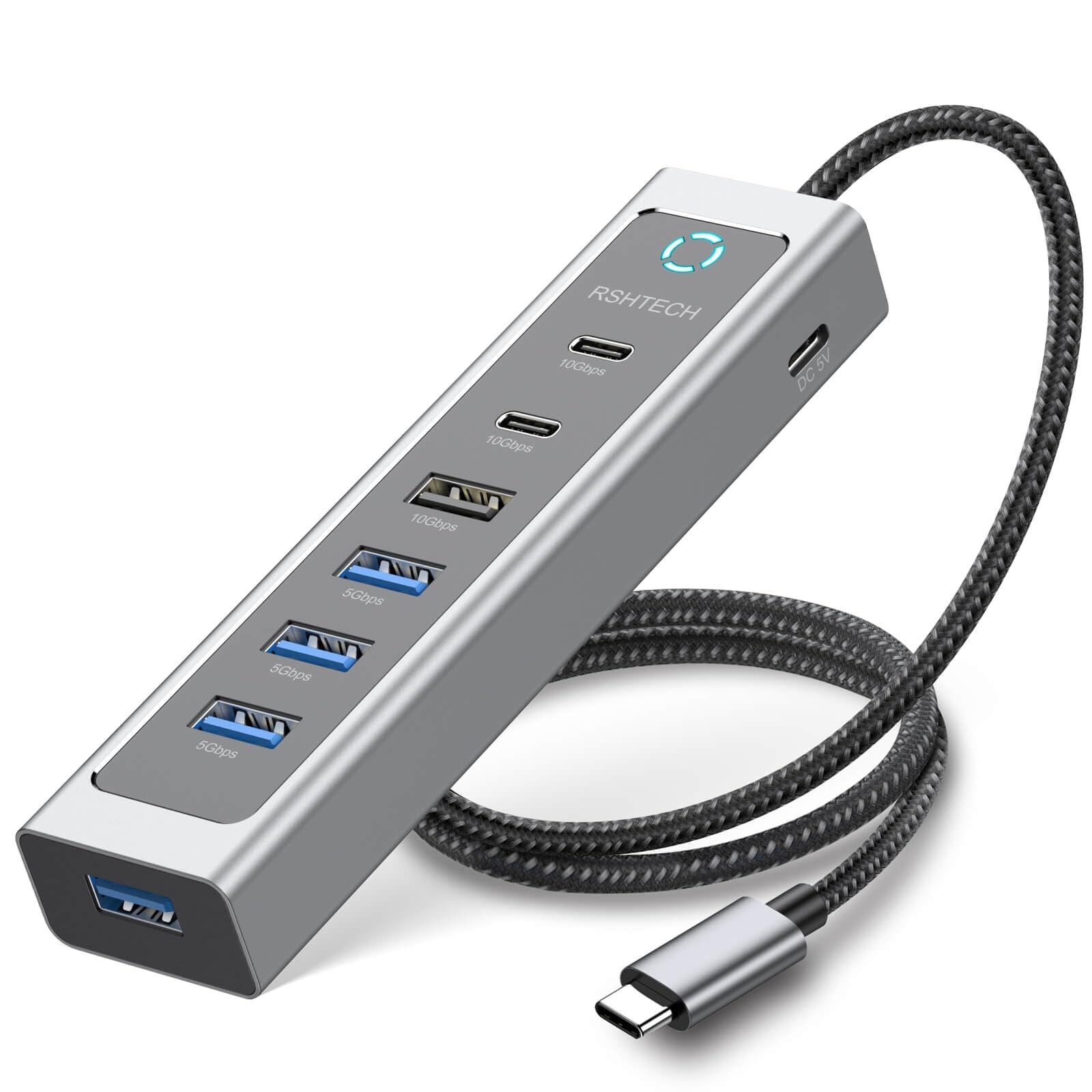 7-Port USB Hub Splitter 10Gbps with 3 USB-3.2 (2C + 1A), 4 USB-3.0 Ports and …