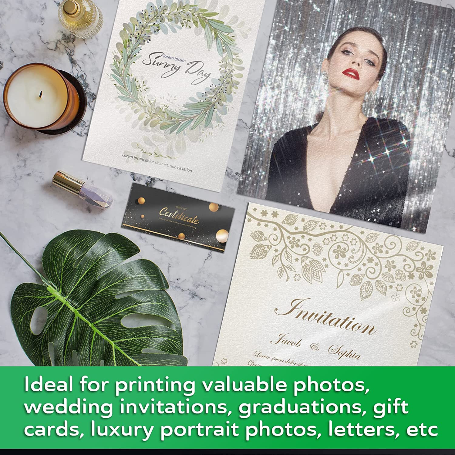 Koala Pearl Glossy Thin Photo Paper 8.5×11 30lb for Inkjet + Laser, DIY Chip Bag