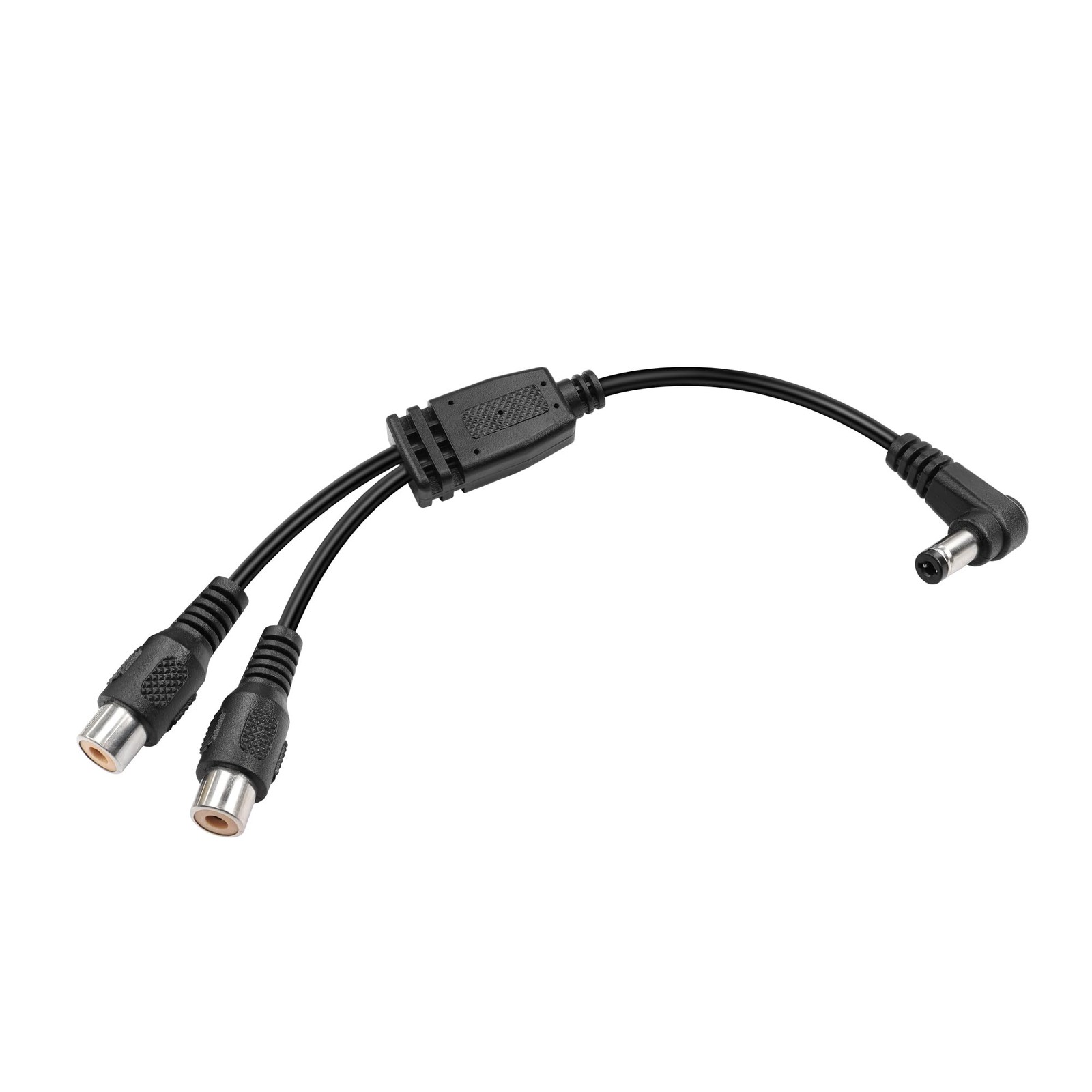 Short DC Power Splitter Right Angle 5.5×2.1mm Male To Double RCA Female Cable
