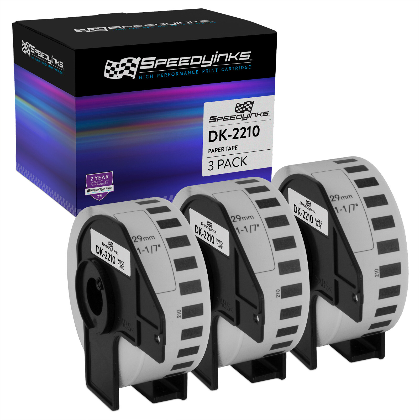 3PK Compatible Brother DK-2210 White Paper Tape – 1.1 in x 100 ft