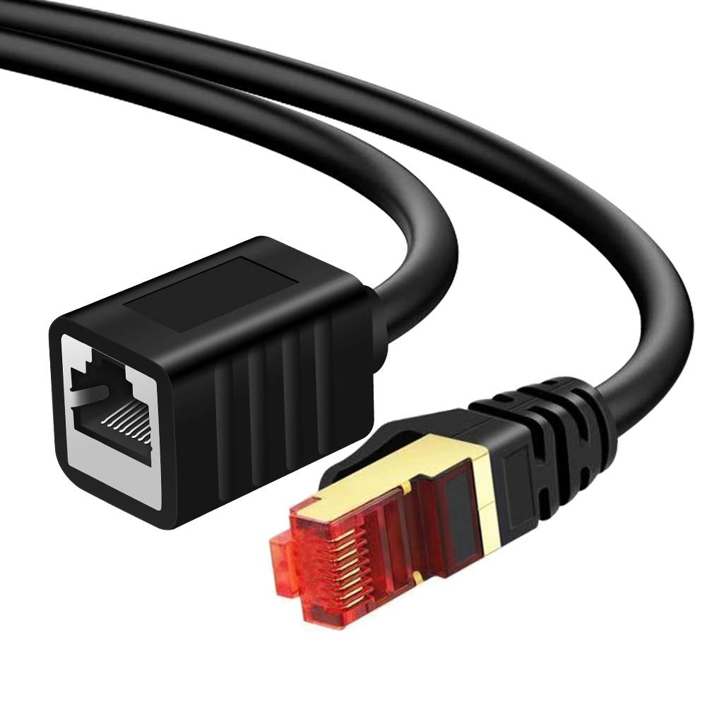 Cat7 Ethernet Extension Cable 10ft Shielded Male-to-Female RJ45 Network Cord