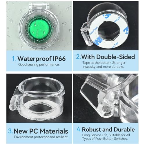 2Pcs 22mm Push Button Switch Transparent Protective Cover 22mm Hole; H24x41mm