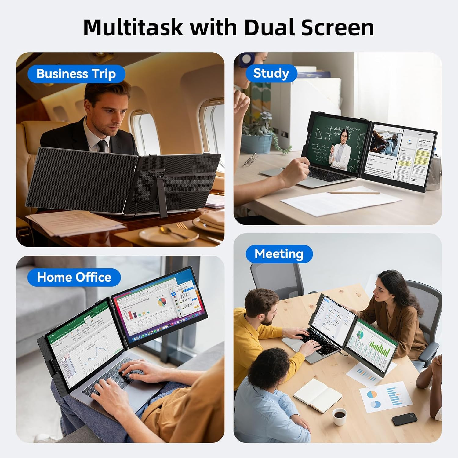 14″ FHD Laptop Screen Extender, Portable Plug&Play Monitor for Travel Work