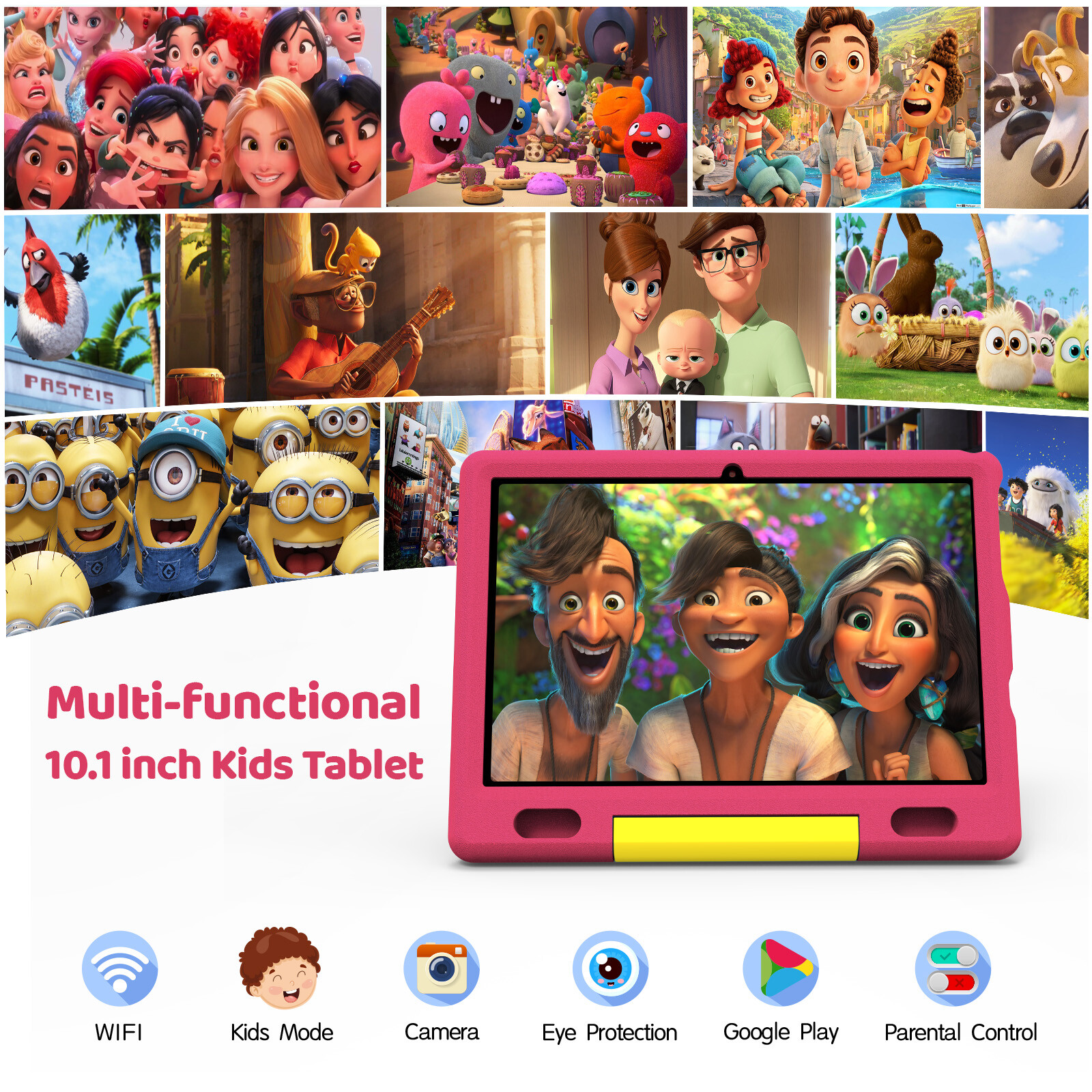 AEEZO Kids Tablet 10 inch Android 13 Tablets 6+32GB with Shockproof for 3-12
