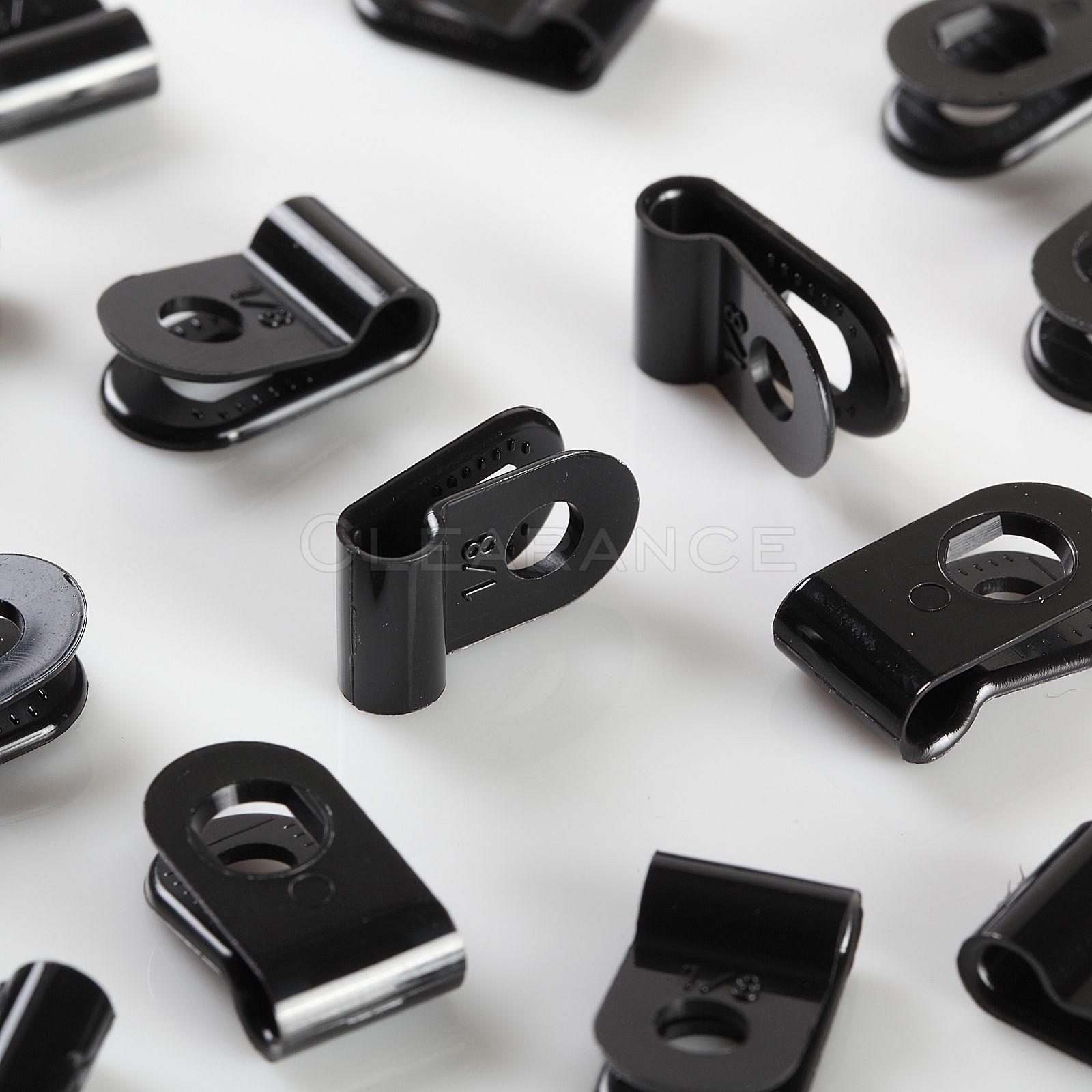 100 PACK 1/8″ CABLE CLAMPS BLACK UV RESISTANT HOSE WIRE ELECTRICAL CC125