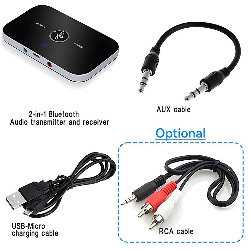 Bluetooth 5.0 Transmitter Receiver 2 IN 1 Wireless Audio 3.5mm Jack Aux Adapter
