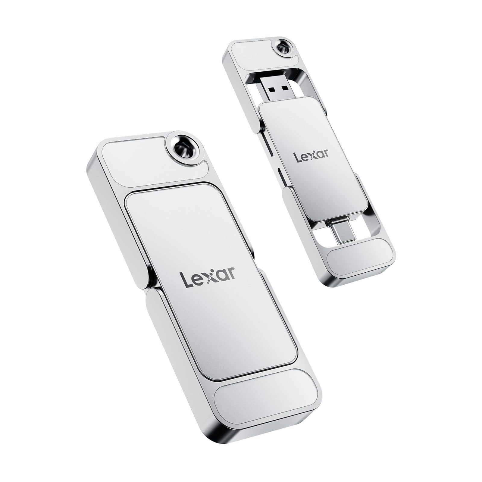 Lexar D70E 512GB Dual Drive External SSD, Up to 2000MB/s Read 512GB, Silver