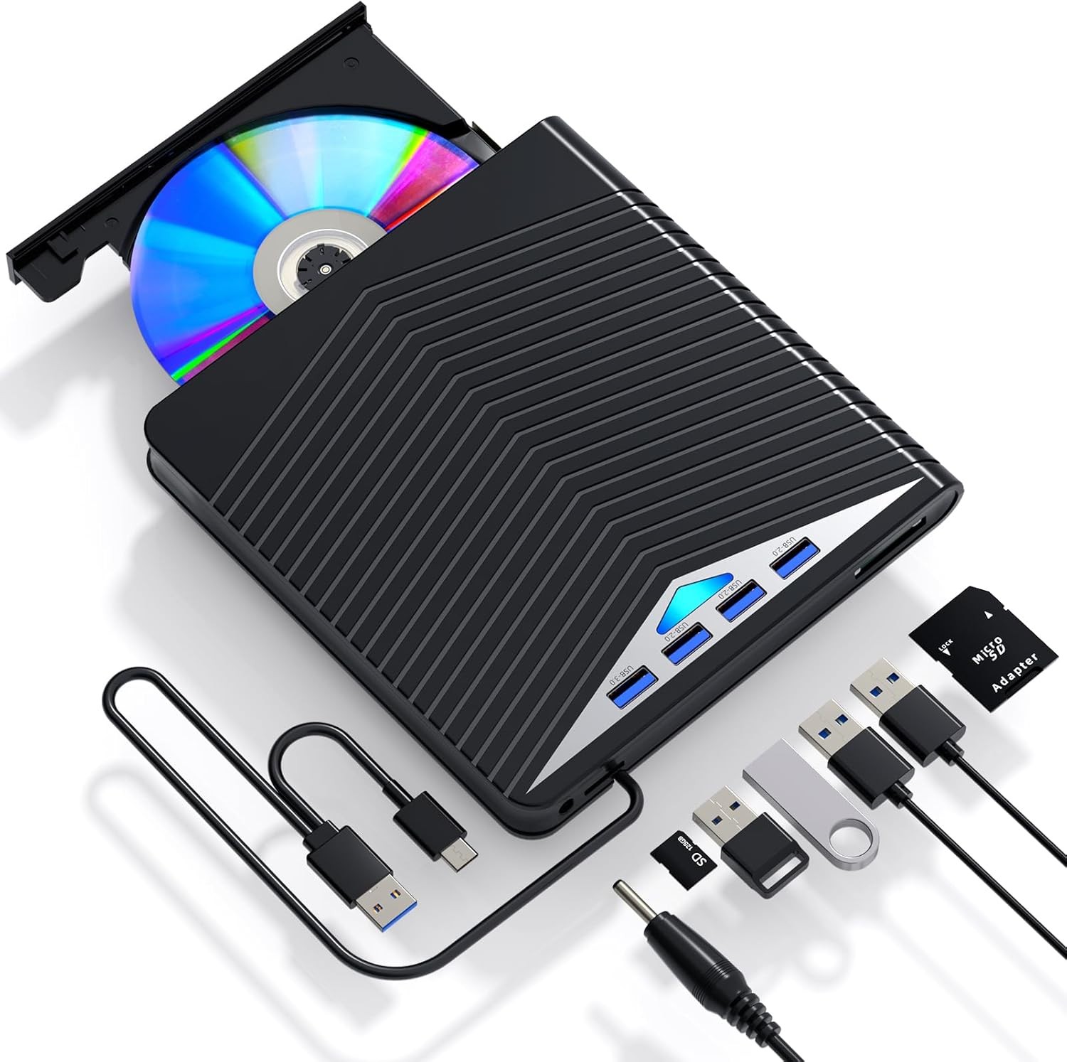 Slim External CD DVD RW Drive USB 3.0 Writer Burner Player Black For Laptop PCs