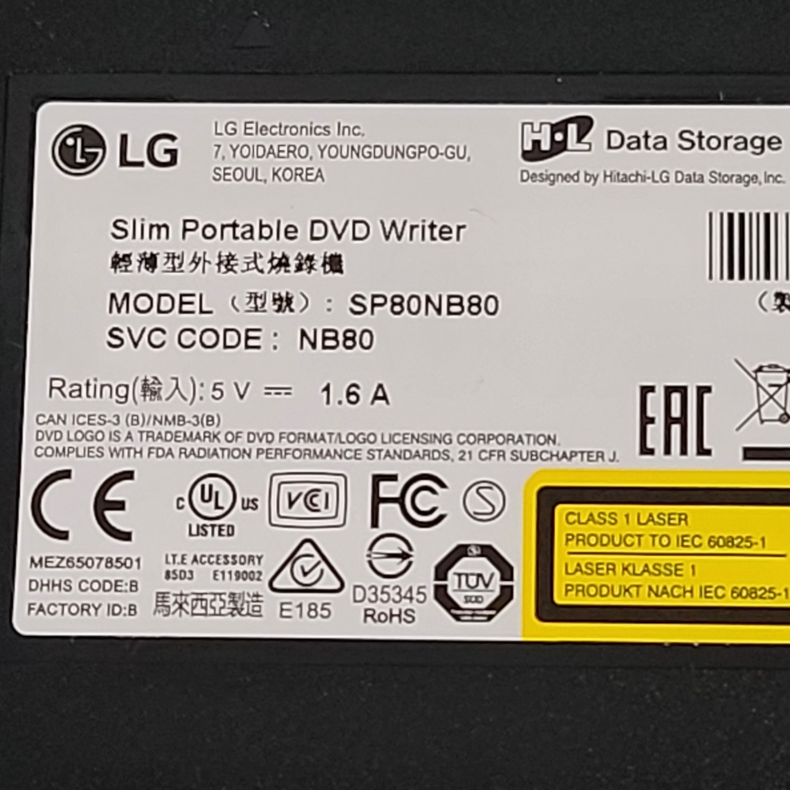 LG Ultra Slim Portable USB 8x External DVD Burner Writer Drive PC Mac Compatible