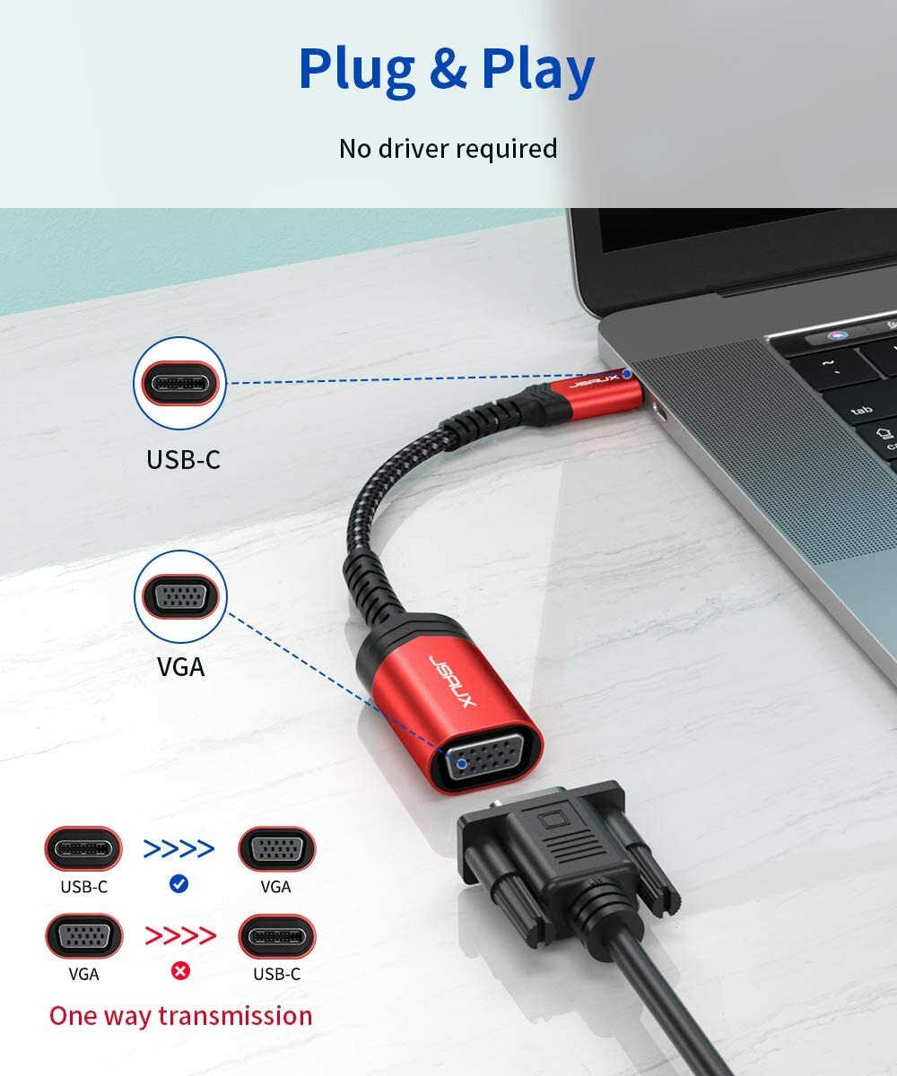USB C to VGA cable USB 3.1 Type C to VGA adapter converter 4 Apple Dell Lenovo