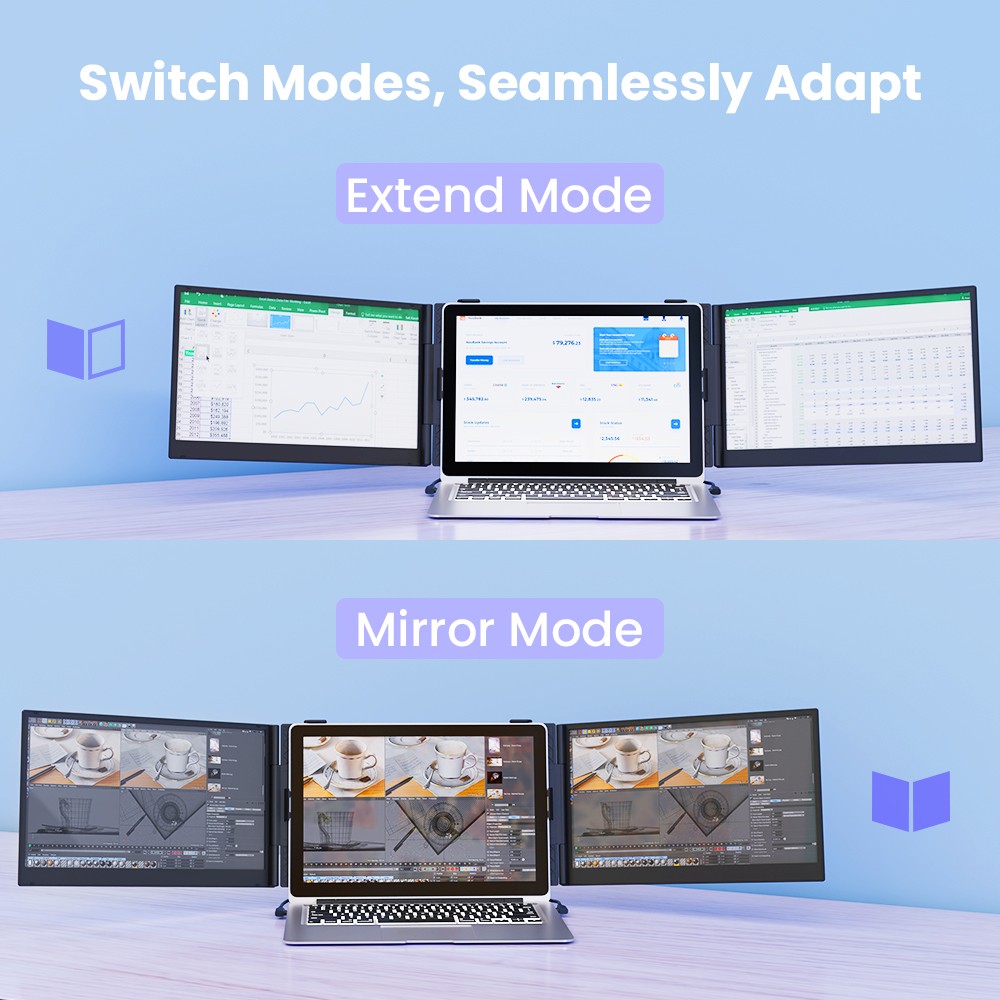 90% NEW Hyangin S8 Pro Triple Monitor Portable Laptop Screen Extender Ultra Slim