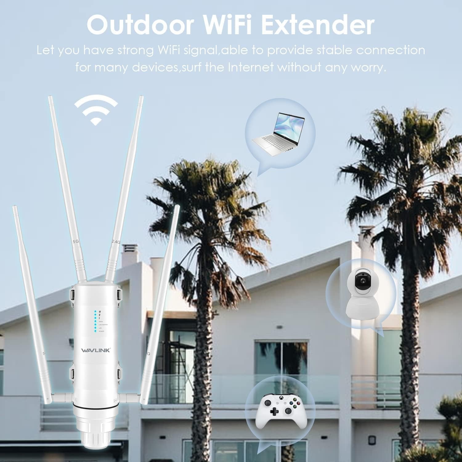 AC1200 Outdoor Long Range Wi-Fi Extender Dual Band Outdoor Access Point Repeater