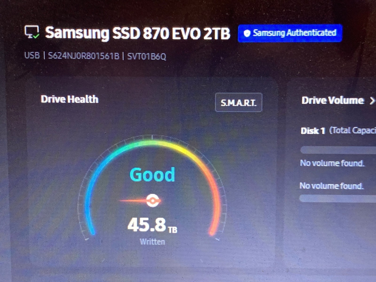 Samsung 870 EVO 2TB 2.5″ SATA III Internal SSD MZ-77E2T0 99-100% Health