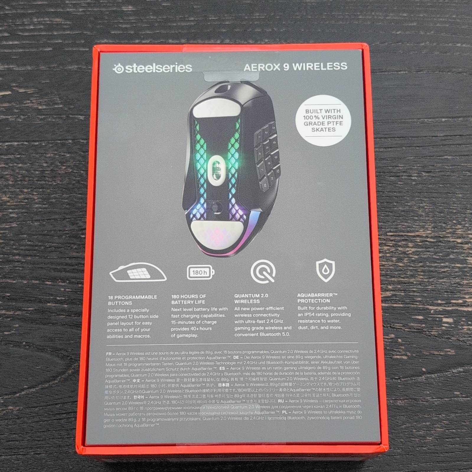 SteelSeries Aerox 9 Wireless Bluetooth 18K DPI 18-Button RGB Gaming Mouse Black