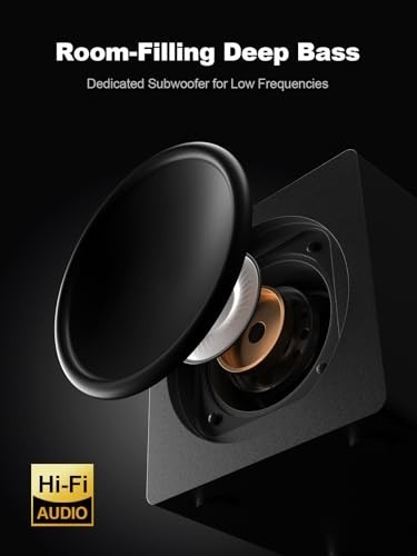 2.1 Computer Speakers Subwoofer 80W Bluetooth 5.4 RGB Desktop PC Adapter