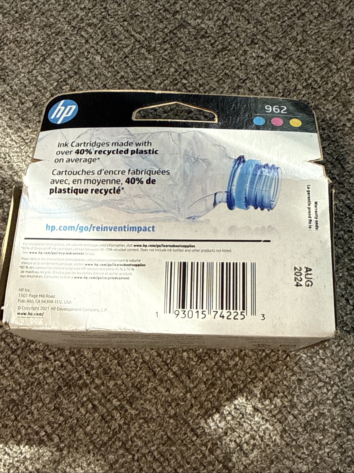 Brand New HP 962 color Ink Cartidge Exp 08/2024 FREE SHIPPING FROM MISSOURI!!