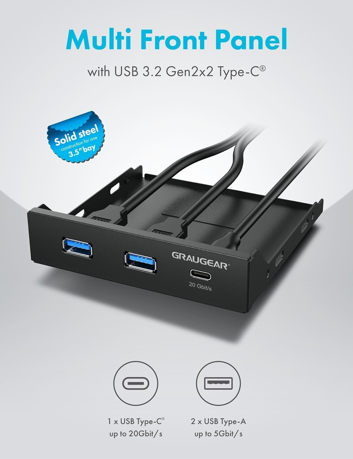 High-Speed USB Hub (20Gbps) for 3.5 Inch PC Cases – Plug and Play Convenience