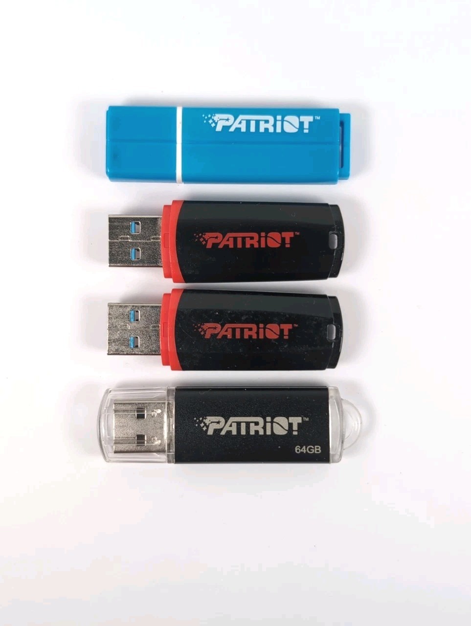 Patriot Lot of (4) USB 3.0 2.0 Flash Drives 64GB 32GB 16GB Assorted Formatted
