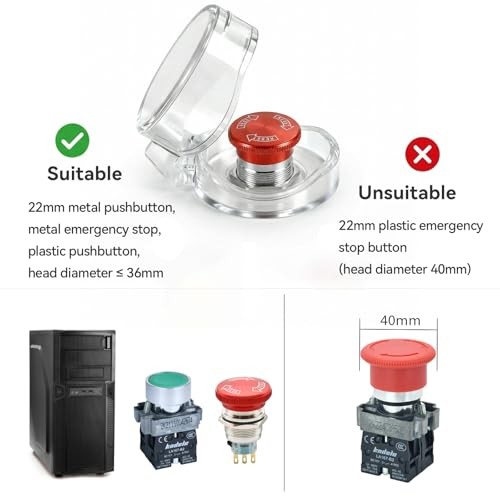 2Pcs 22mm Push Button Switch Transparent Protective Cover 22mm Hole; H24x41mm