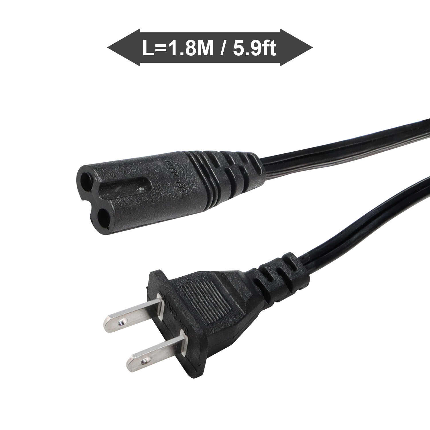 Lot 100 US 2 Prong Pin 6ft AC Power Cord Cable Charge for PC Laptop Dell IBM HP