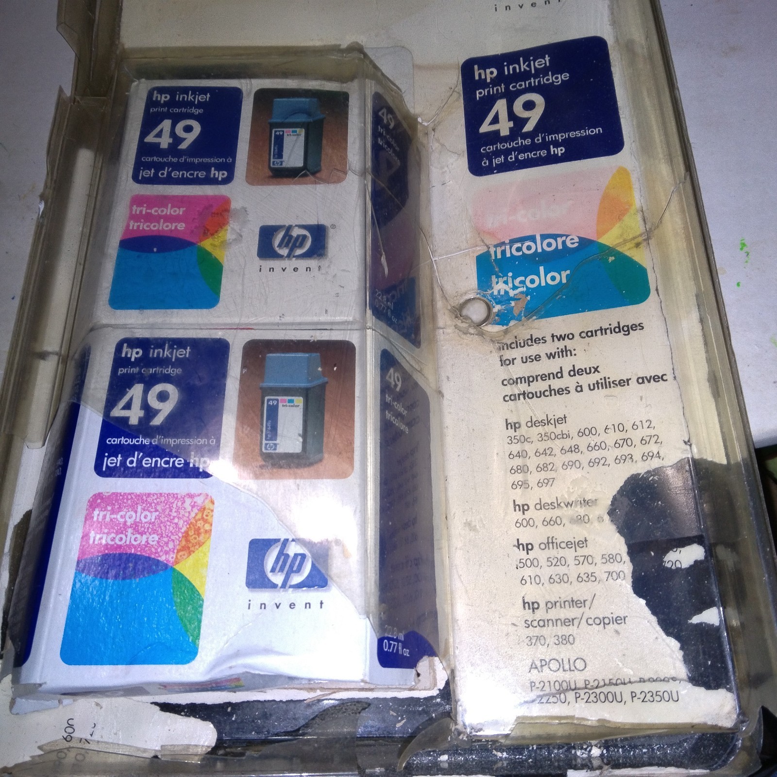 HP Inkjet Tri-Color Ink Cartridges 49 (51649A) Sealed (READ) Qty 2 Exp 11/2003