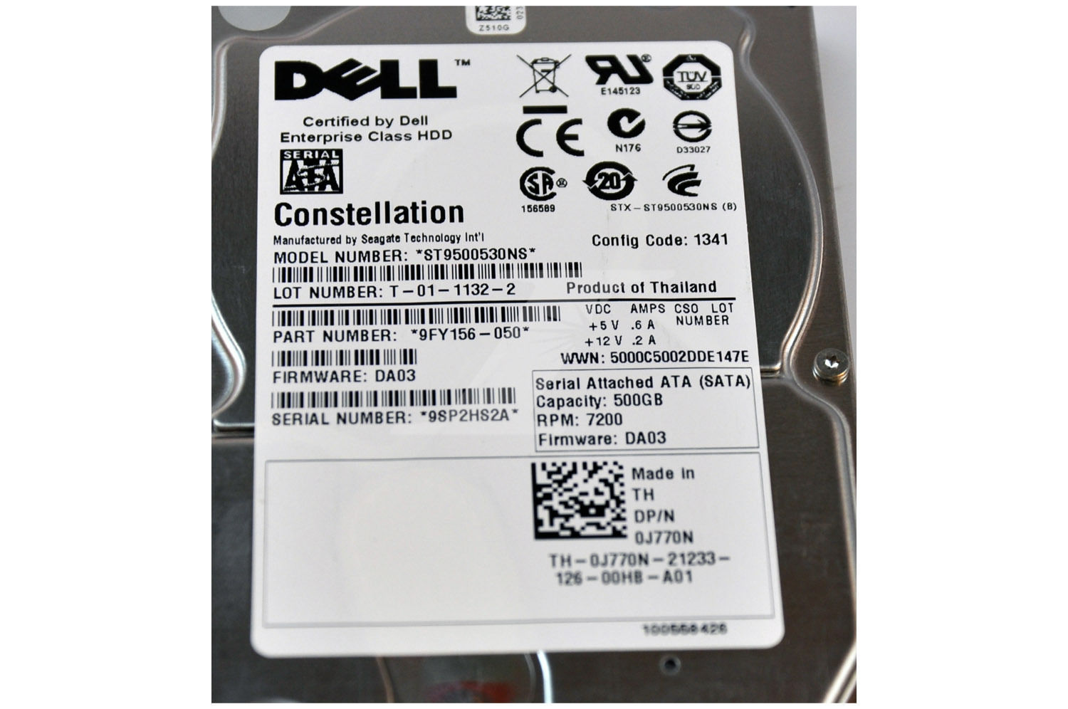 Seagate Constellation ST9500530NS 500GB 7200RPM 2.5″ SFF SATA HDD Dell OEM J770N
