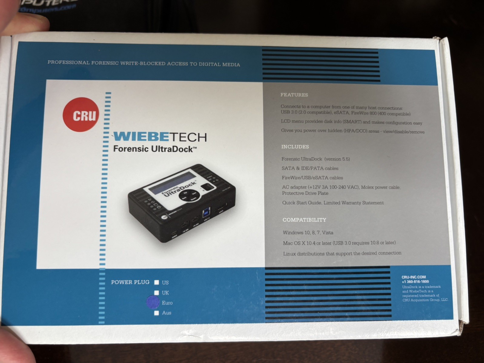 CRU Wiebetech Forensic UltraDock +Flash Drives v5.5 Open Box-NEW-US Power Cord