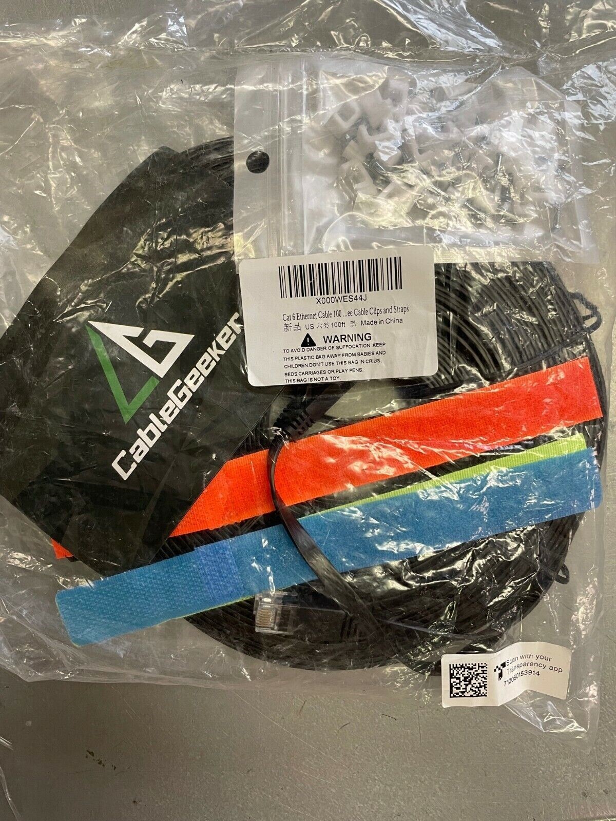CableGeeker Flat Internet Network Ethernet Cable Cat 6 100 Ft (NEW)