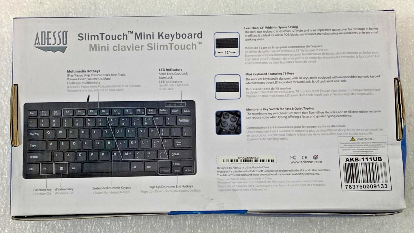 Adessso SlimTouch Mini Keyboard AK-111UB 78 Keys
