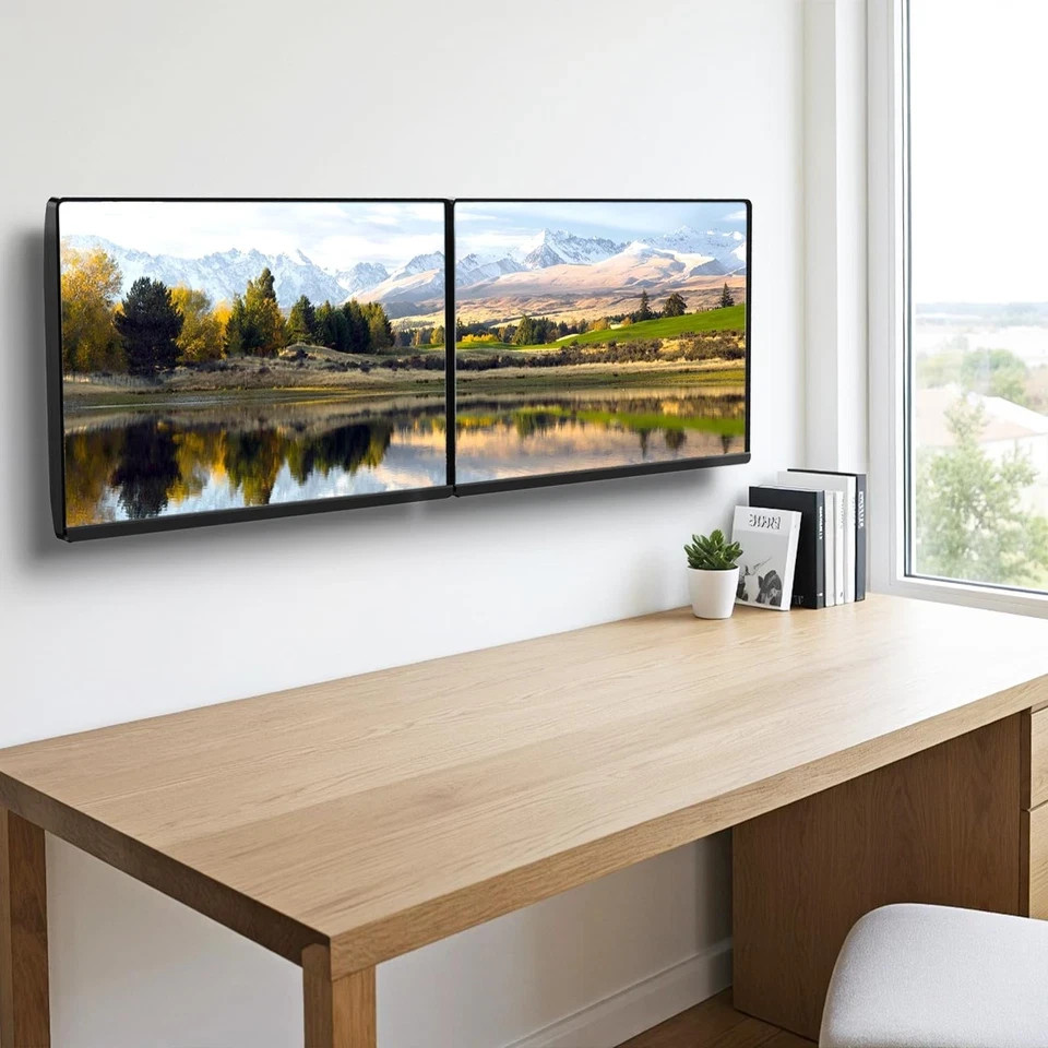 Dual Monitor Wall Mount 35″ Horizontal VESA 75×75/100x100kg 10kg Black