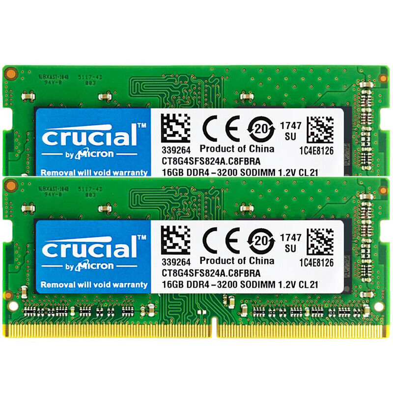 Crucial DDR4 32GB 3200 MHz PC4-25600 260-Pin SODIMM Notebook Memory RAM 2 x 16GB