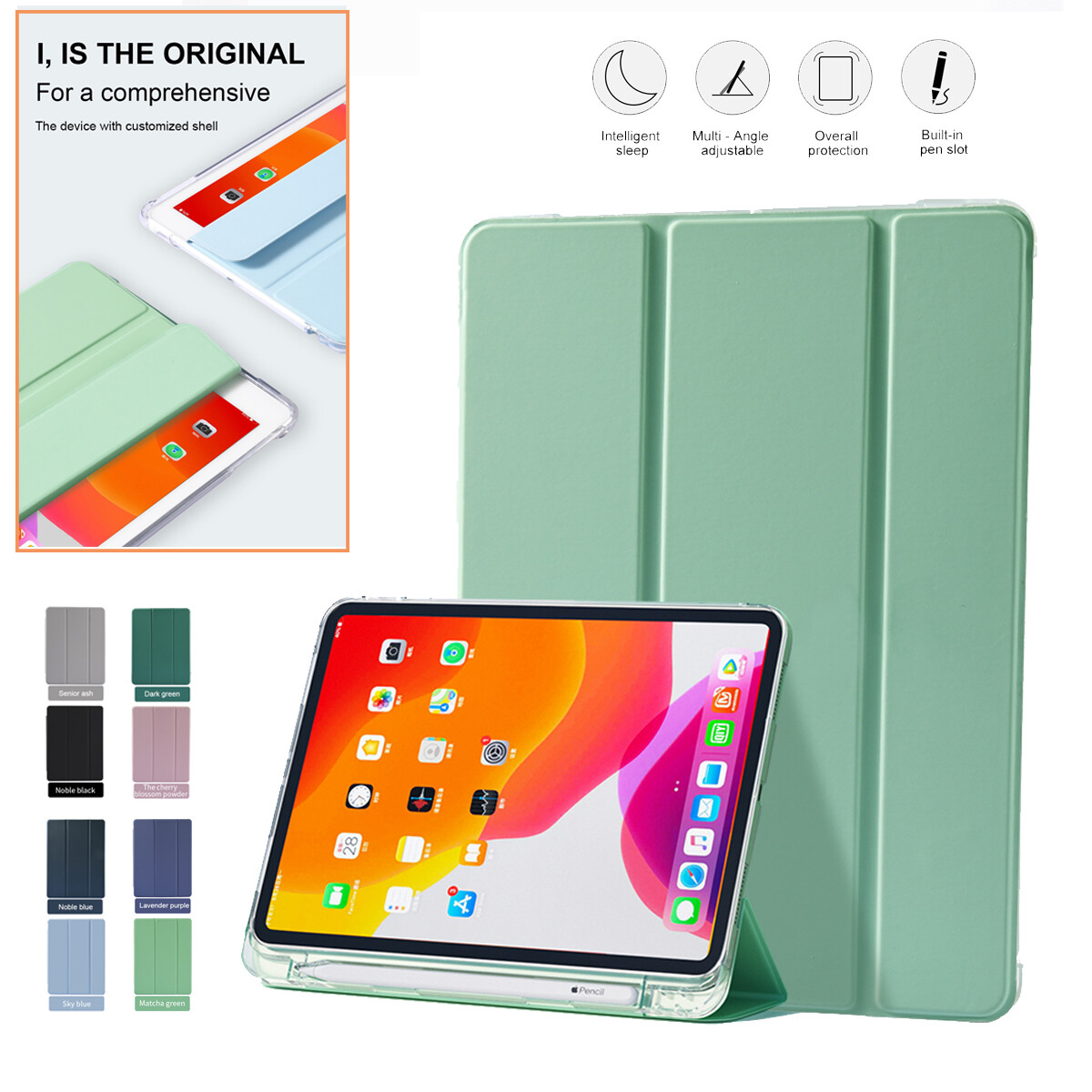 Case For iPad 9th/8th/7th Gen (2021/2020/2019) Air 11 M2 2024 Mini 6 Pen Holder