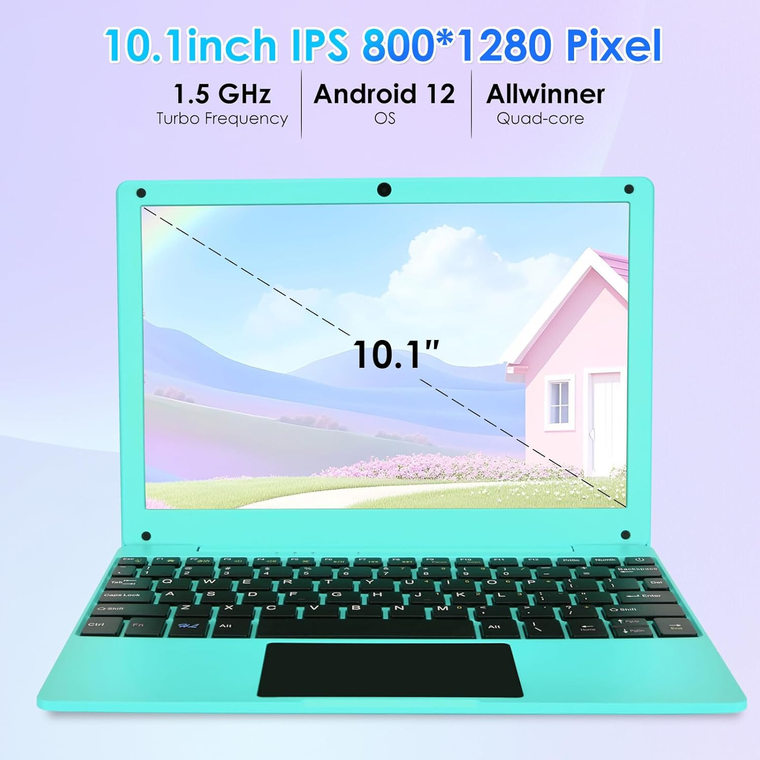 Mini 10.1” Laptop Computer Quad Core Android 12.0 Netbook for Kids and Adults