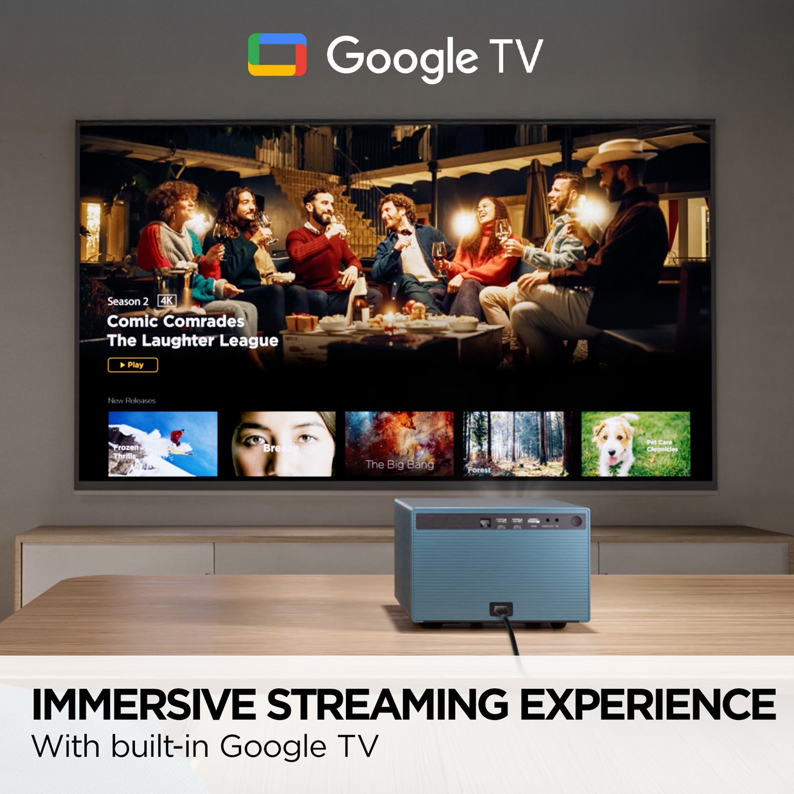 ViewSonic LX60HD 1080p LED Portable Projector with Built-in Google TV and