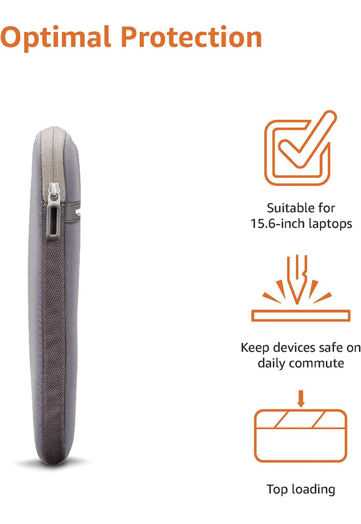 Amazon Basics 11.6-inch Laptop Sleeve, Padded Protective Case with Zipper Gray