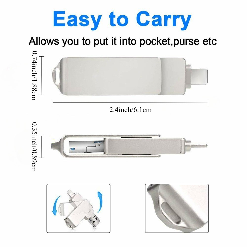 1-2pcs USB 3.0 Flash Drive 2TB Type C Memory Photo Stick for iPhone Android iPad