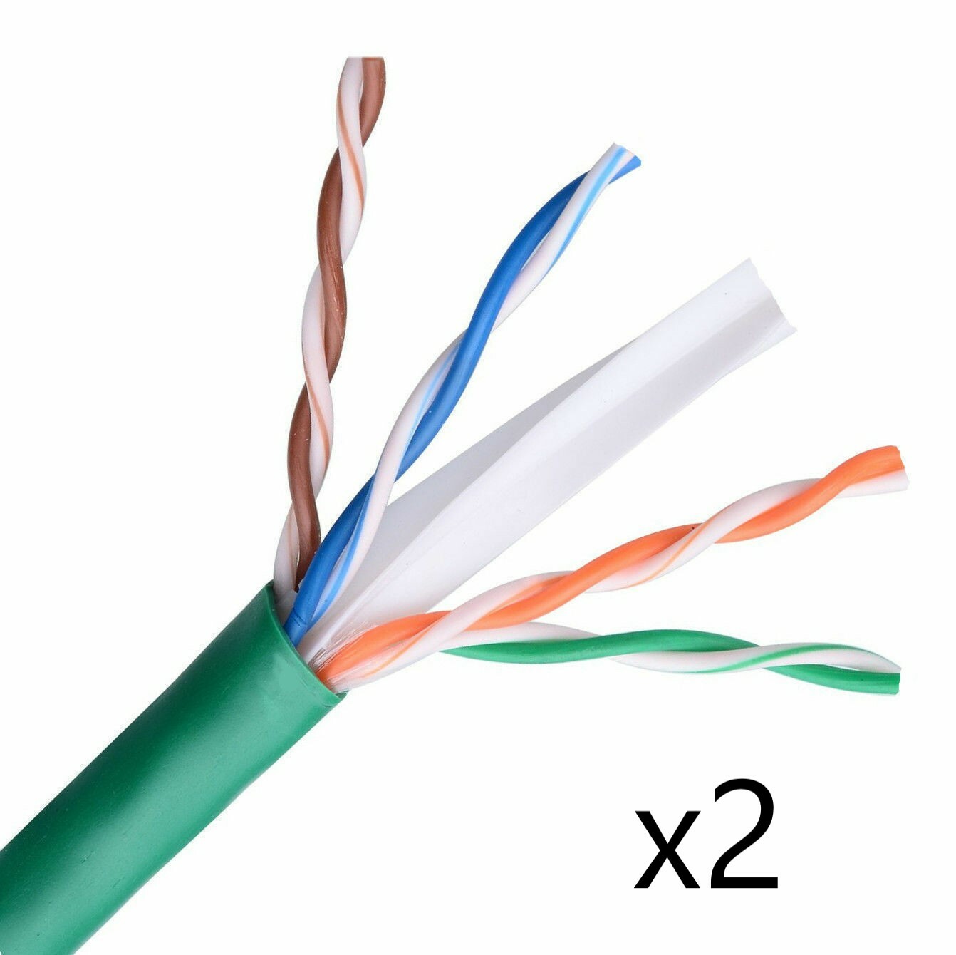 Lot of 2 – CAT6E Ethernet 550MHz CMR Cable Green 1000FT 23 AWG COPPER